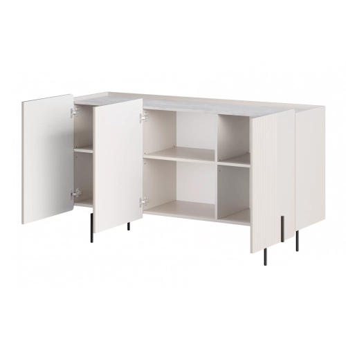 Komoda Malmi 150 cm - kaszmir / crema bianca / czarne nóżki